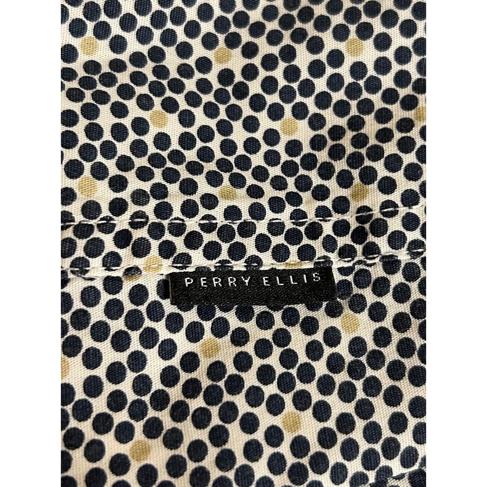 Perry Ellis Men Short Sleeve Button Down Shirt Black Tan Geometric Dot Stretch M - Picture 7 of 8